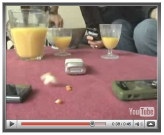 Cell phone pops popcorn video